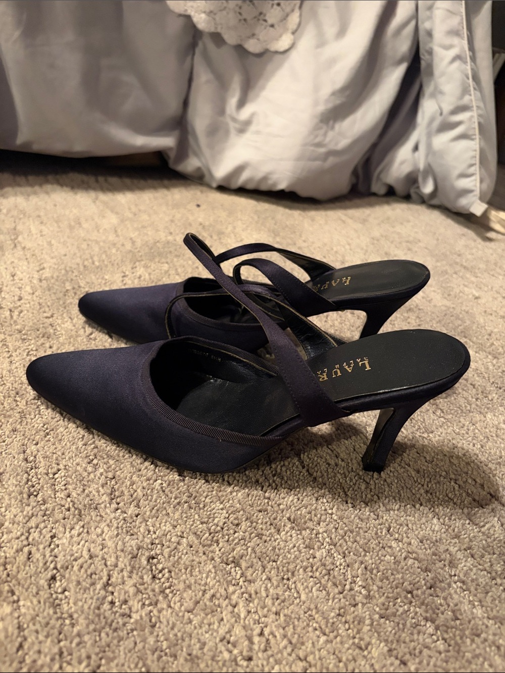 Ralph Lauren Navy Pointed-Toe Slingback Heels